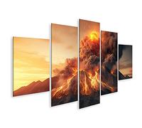 islandburner Quadro su Tela Eruzione vulcanica massiccia Grande Vulcano Che erutta Gas di Lava Atmosfera mas IYGM Quadri Stampe Immagini Murale Decorazione da Parete