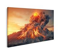 islandburner Quadro su Tela Eruzione vulcanica massiccia Grande Vulcano Che erutta Gas di Lava Atmosfera mas IYGM Quadri Stampe Immagini Murale Decorazione da Parete