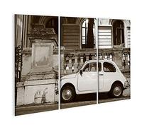 islandburner Quadro su tela Fiat 500 Roma auto d'epoca parcheggio di fronte a classico vecchio edificio roma HBCG Quadri Stampe Immagini Murale Decorazione da parete