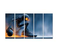 islandburner Quadro su tela Futuristico silhouette robotica con palla e sneakers - 5 pezzi XXL