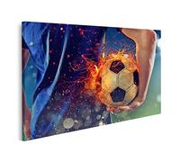 islandburner Quadro su tela giocatore di calcio per la cameretta dei bambini Sport camera dei ragazzi Calcio in fiamme Immagini da parete Poster