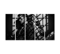 islandburner Quadro su tela gioco d'ombra: elegante murale di una coppia in bianco e nero - 5 pezzi XXL