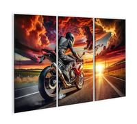 islandburner Quadro su tela Giro in moto nel tramonto avventura sulla strada di campagna immagini murali poster