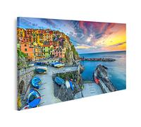 islandburner Quadro su tela Grande porto e villaggio al tramonto Manarola Cinque Terre I Animali Immagini Murali Poster