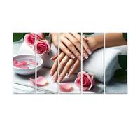 islandburner Quadro su tela Mani delicatamente curate con rosa e bianco French Nails e Rose Salone per unghie Immagini Murale Poster