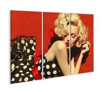 islandburner Quadro su tela Marilyn Monroe Retro Glamour con sfondo rosso e abito a pois per camera da letto amanti vintage parrucchiere immagini murali poster