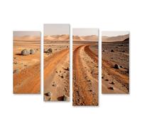 islandburner Quadro su tela Marte paesaggio con dune rosse e tracce sulla sabbia - 4 pezzi