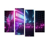 islandburner Quadro su tela Metaverse Sfondo al neon Avatar che indossa occhiali per la realtà virtuale Quadri Stampe Immagini Murale Decorazione da parete