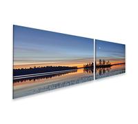 islandburner Quadro su tela Mezzaluna sul lago tranquillo alla luce della sera, 2 pezzi