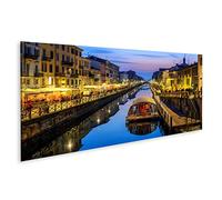 islandburner Quadro su tela Milano città Italia Naviglo Grande Canal Popolare illuminato in tarda serata Milano città Italia Naviglo Grande Canal Quadri Stampe Arte Poster Murale