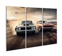 islandburner Quadro su tela Muscle Cars Duello nel deserto al tramonto immagini murali poster