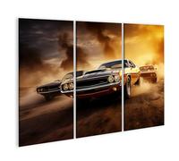 islandburner Quadro su tela Muscle Cars Race al tramonto Dinamica e velocità Immagini murali Poster