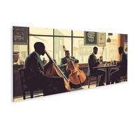 islandburner Quadro su tela musicista jazz in un caffè soleggiato per soggiorno amanti della musica caffetteria immagini poster