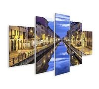 islandburner Quadro su tela Naviglio Grande Canal Sera Milano Italia Quadri Stampe Immagini Murale Decorazione da parete