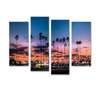 islandburner Quadro su tela palme rosso sera skyline scena auto panorama cielo immagini murali poster