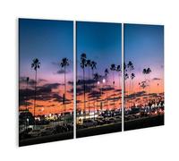 islandburner Quadro su tela palme rosso sera skyline scena auto panorama cielo immagini murali poster