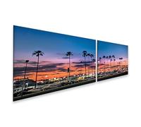 islandburner Quadro su tela palme rosso sera skyline scena auto panorama cielo immagini murali poster