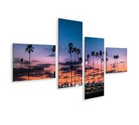 islandburner Quadro su tela palme rosso sera skyline scena auto panorama cielo immagini murali poster
