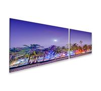 islandburner Quadro su tela palme spiaggia luci città di notte immagini murali poster