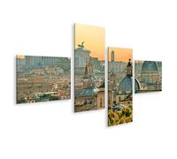 islandburner Quadro su tela Panorama dei tetti di Roma con cupole storiche ed edifici - 4 pezzi - Edizione U1