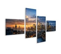 islandburner Quadro su tela panorama urbano al crepuscolo per un design elegante da parete, 4 pezzi, edizione O1