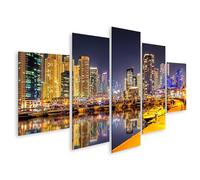 islandburner Quadro su tela panoramico di notte nel porto moderno della grande città immagini murali poster