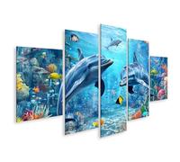 islandburner Quadro su tela Paradiso subacqueo vivace con delfini e pesci per bagno amanti del mare spa immagini poster