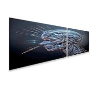 islandburner Quadro su tela per il futuro dell'età cibernetica in vista profilata, 160 x 40 cm, 2 pezzi