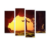 islandburner Quadro su tela Persona Silhouette alla luce del sole mattutino di una grotta Immagini Murale Poster