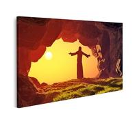 islandburner Quadro su tela Persona Silhouette alla luce del sole mattutino di una grotta Immagini Murale Poster