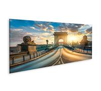 islandburner Quadro su tela Ponte delle Catene Budapest Statue Leoni Alba Ungheria Quadri Stampe Immagini Murale Decorazione da parete