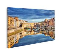 islandburner Quadro su tela Ponte Vecchio a Firenze al tramonto e al cielo nuvoloso