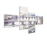 islandburner Quadro su tela Praga Ponti nella nebbia mattina presto in umore invernale Immagini murali Poster