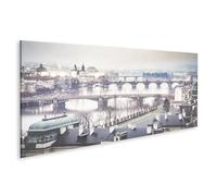 islandburner Quadro su tela Praga Ponti nella nebbia mattina presto in umore invernale Immagini murali Poster