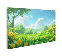 islandburner Quadro su tela prato estivo con dente di leone e leone sotto il cielo blu immagini murali poster