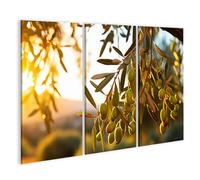 islandburner Quadro su tela rami di ulivo con olive mature in - 3 pezzi
