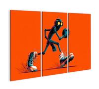 islandburner Quadro su tela Robot dinamico con palla in stile grafico vivace - 3 pezzi