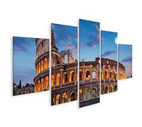 islandburner Quadro su tela Roma Colosseo al tramonto murale per gli amanti dell'antichità - 5 pezzi - edizione F1