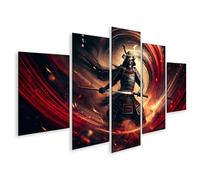 islandburner Quadro su tela Samurai guerriero nel vortice del fuoco e del fumo immagini murali poster