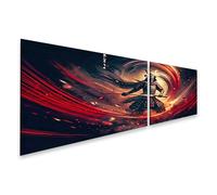 islandburner Quadro su tela Samurai guerriero nel vortice del fuoco e del fumo immagini murali poster