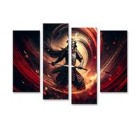 islandburner Quadro su tela Samurai guerriero nel vortice del fuoco e del fumo immagini murali poster