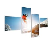 islandburner Quadro su tela Skispringer Prima del tramonto in montagna Immagini Poster