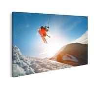islandburner Quadro su tela Skispringer Prima del tramonto in montagna Immagini Poster