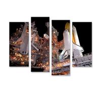 islandburner Quadro su tela Space Shuttle Notte Avvio razzo distribuzione stellato - Tela 130 x 80 cm - 4 pezzi