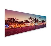 islandburner Quadro su tela Spiaggia di Palma di notte Città delle luci Immagini Murali Poster