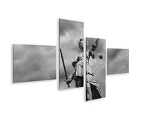 islandburner Quadro su tela Statua della giustizia sotto il cielo drammatico - Tela 150 x 80 cm - 4 pezzi