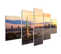 islandburner Quadro su tela Statua della Libertà New York City Manhatttan Sfondo Tramonto Usa Quadri Stampe Immagini Murale Decorazione da parete