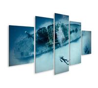 islandburner Quadro su tela subacqueo esplorato il vecchio naufragio sott'acqua - tela 170 x 80 cm - 5 pezzi