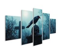 islandburner Quadro su tela Testa di corvo su un cimitero nella nebbia Immagini Poster