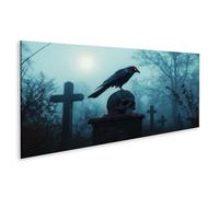 islandburner Quadro su tela Testa di corvo su un cimitero nella nebbia Immagini Poster